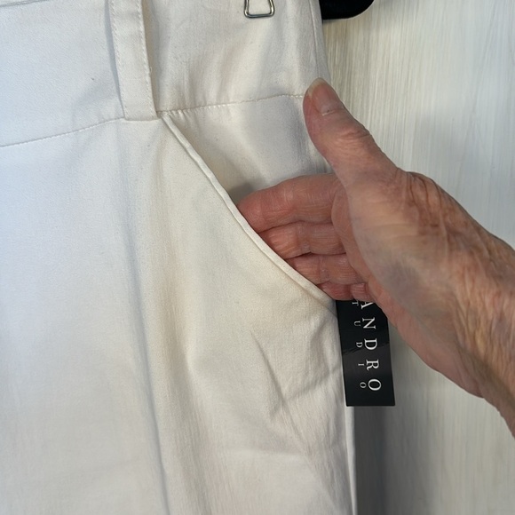 Sandro Modern Fit Soft White Trousers Old Money Basics Wide Leg NWT Size 8 - Picture 5 of 12